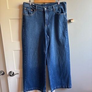 Gap 33 16 short high rise stride wide leg denim blue jeans